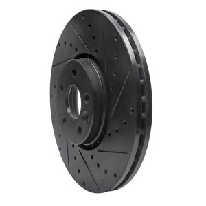 Volvo XC60 Brake Rotor (1) - Front Right - R1 Concepts - Drilled & Slotted - Black - `10-`16
